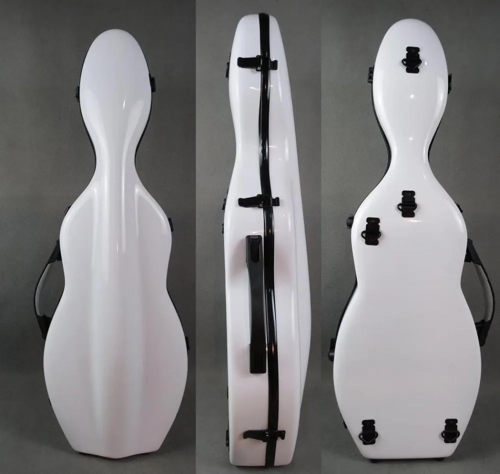 

Top quality strong glass fiber white 4/4 violin case,two bows holders