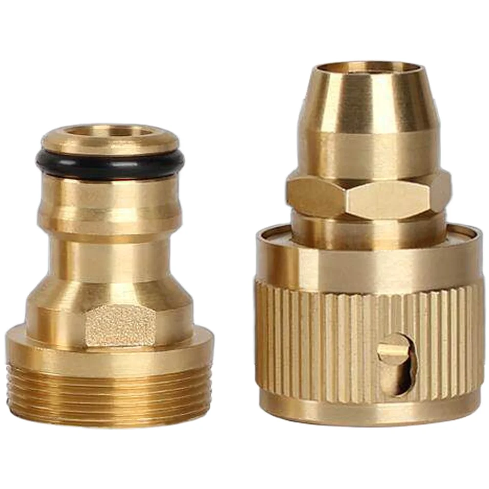 Copper Faucet Adapter with Quick Connect for Water Hose Washing Machine Pipe 24mm x 22mm Dual Thread Brass Fitting