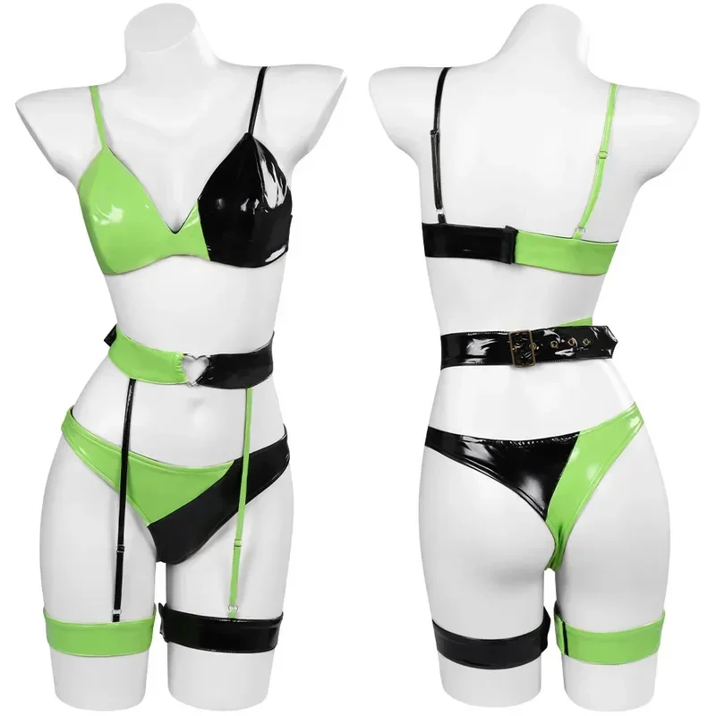 SN66 Shego Cosplay Fantasy Sexy Lingerie Set Cartoon Kim Female Villain Costume Disguise Summer Adult Women Roleplay Fantasi2@w$