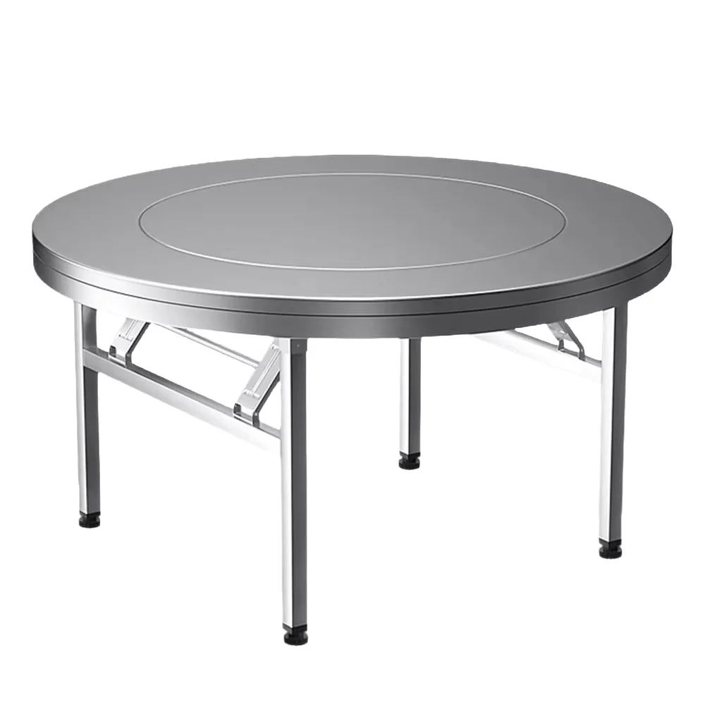 LH stainless steel turntable folding large round table countertop portable integrated household dining table