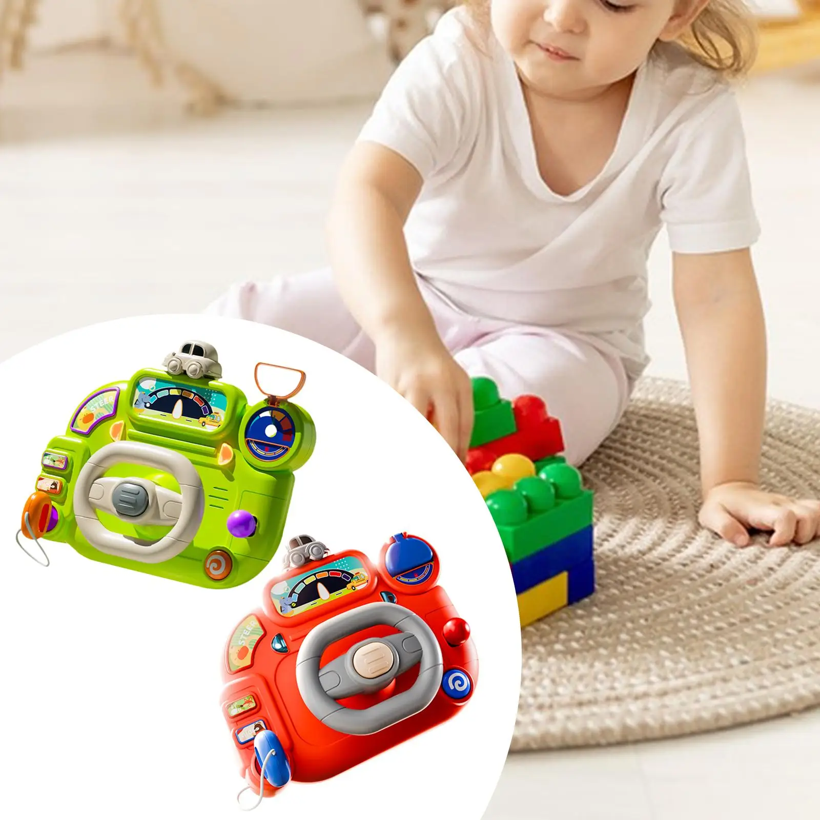 Volante de brinquedo para carrinho de bebê, volante musical para habilidade motora, brinquedo educacional, jogo interativo, 2 anos +