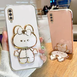 A 50 A 30S A 70 Makeup Mirror Cute Rabbit Phone Holder Case On For Samsung Galaxy A50 A50S A30S A70 Girl Woman Used Back Cover