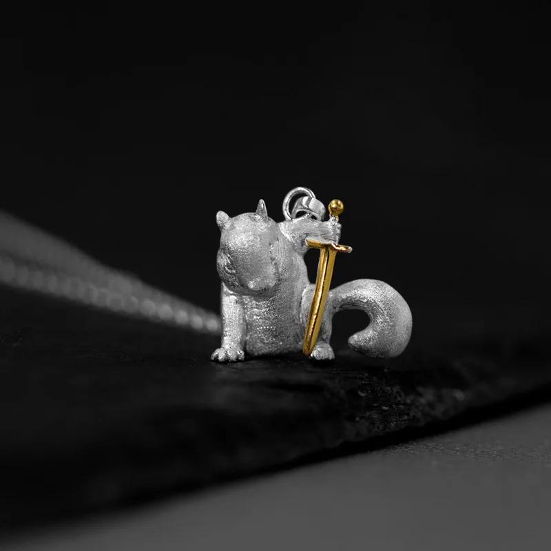 

Squirrel Hero 925 Sterling Silver Pendant Necklace For Women Men Animal Charm Jewelry Accessories Gift