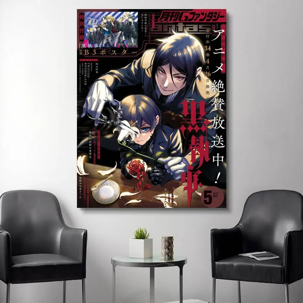 

B-Black Butler Anime Poster Wall Art Sticky for Living Room Bedroom Office Hallway Bar Home Decor Gift Idea