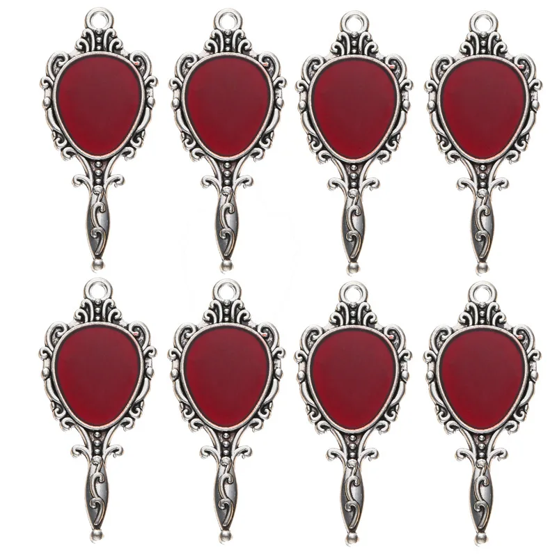 10pcs/pack Vintage Halloween Alloy Mirror Charms Colorful Pendant DIY Necklace Keychain Jewelry Accessories