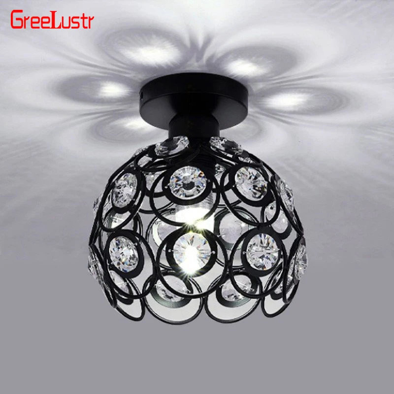 Modern Ceiling Lamp For Hallway Mini E27 Chandelier Crystal Hanging Lighting Semi Flush Mount Lamp Corridor Fixture Lustre Decor