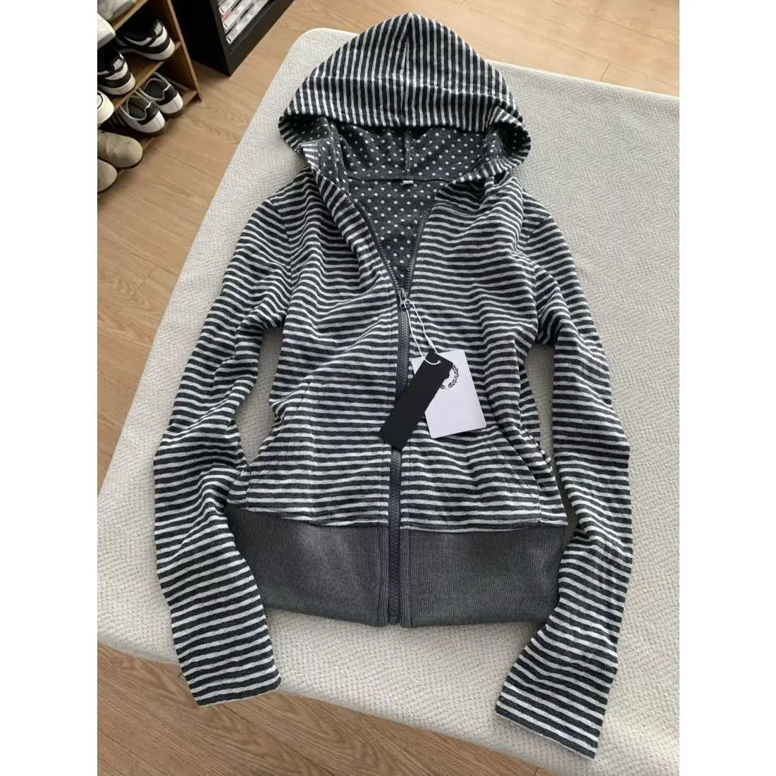 Vintage Coat Zipper Slim Y2k 2000s Womens Goth Punk Streetwear Polo Jacket Sweatshirt Basics Hoodie Autumn Winter Fashion Grunge
