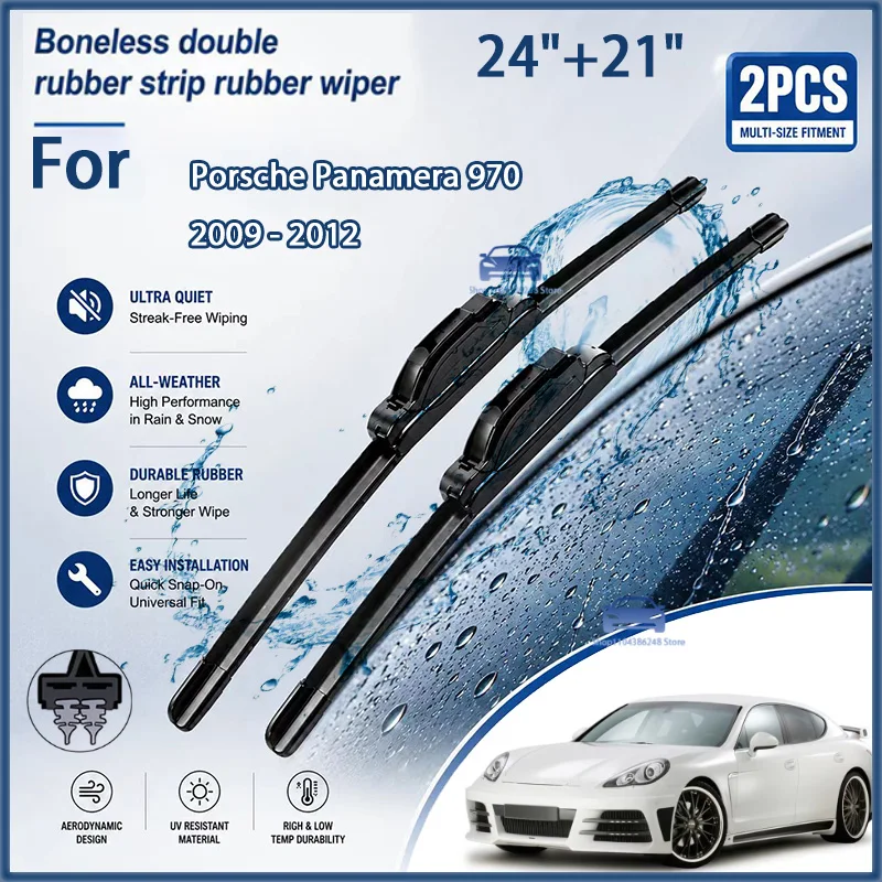 

Front Wiper Blades For Porsche Panamera 970 2009 - 2012 Windshield Windscreen Window Car Rain Brushes 24"+21" Modification Parts