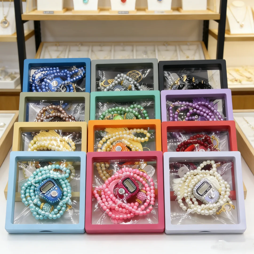 Islamic Prayer Beads Gift Set 99 Beads Tasbih Digital Finger Counter in Gift Box Muslim Set Meaningful Gift for Ramadan