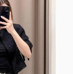 

Women's sequined tweed suit round neck cape coat or sleeveless vest round neck dress