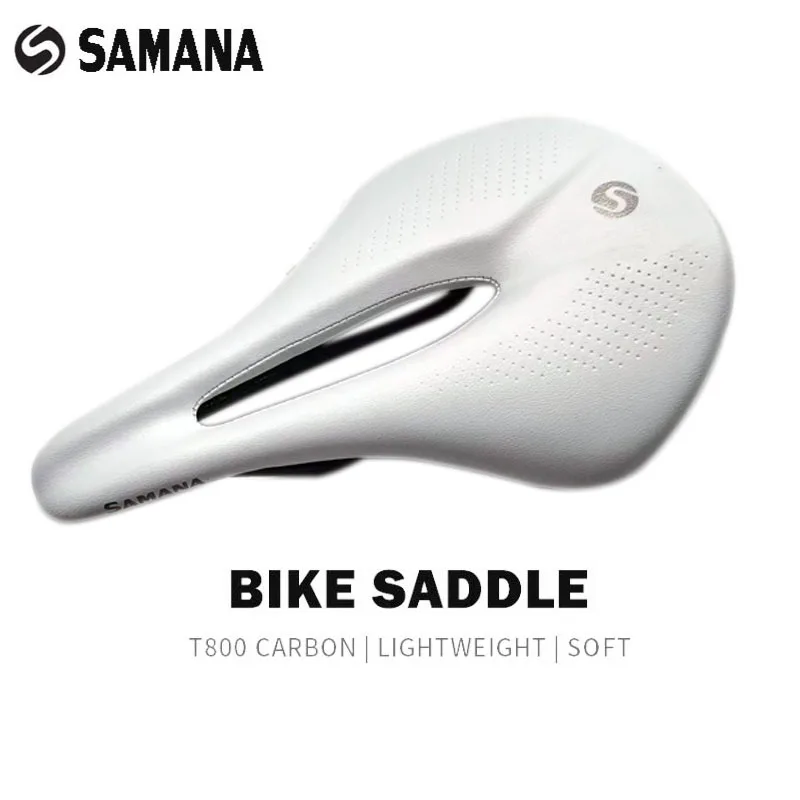 

SAMANA MTB/Road Carbon Saddles Mountain Bicycle Fiber Cushion Seats 240-143/155 mm Steel Rails Shockproof Road Cycling