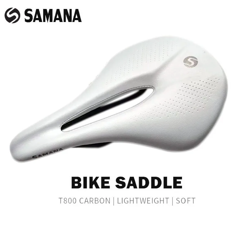 SAMANA MTB/Road Carbon Saddles Mountain Bicycle Fiber Cushion Seats 240-143/155 mm Steel Rails Shockproof Road Cycling