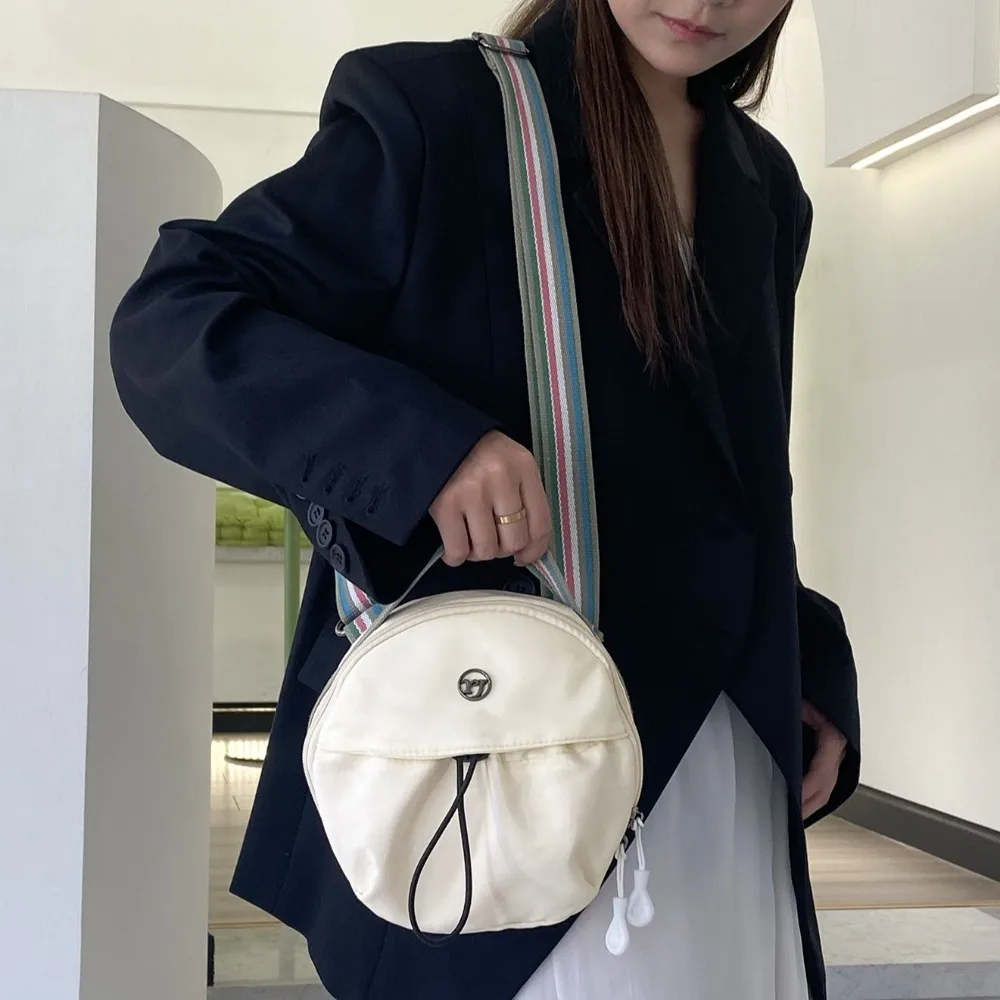 

Nylon Mobile Phone Storage Bag Casual Large Capacity Small Round Backpack Korean Style Waterproof Single Shoulder Bag