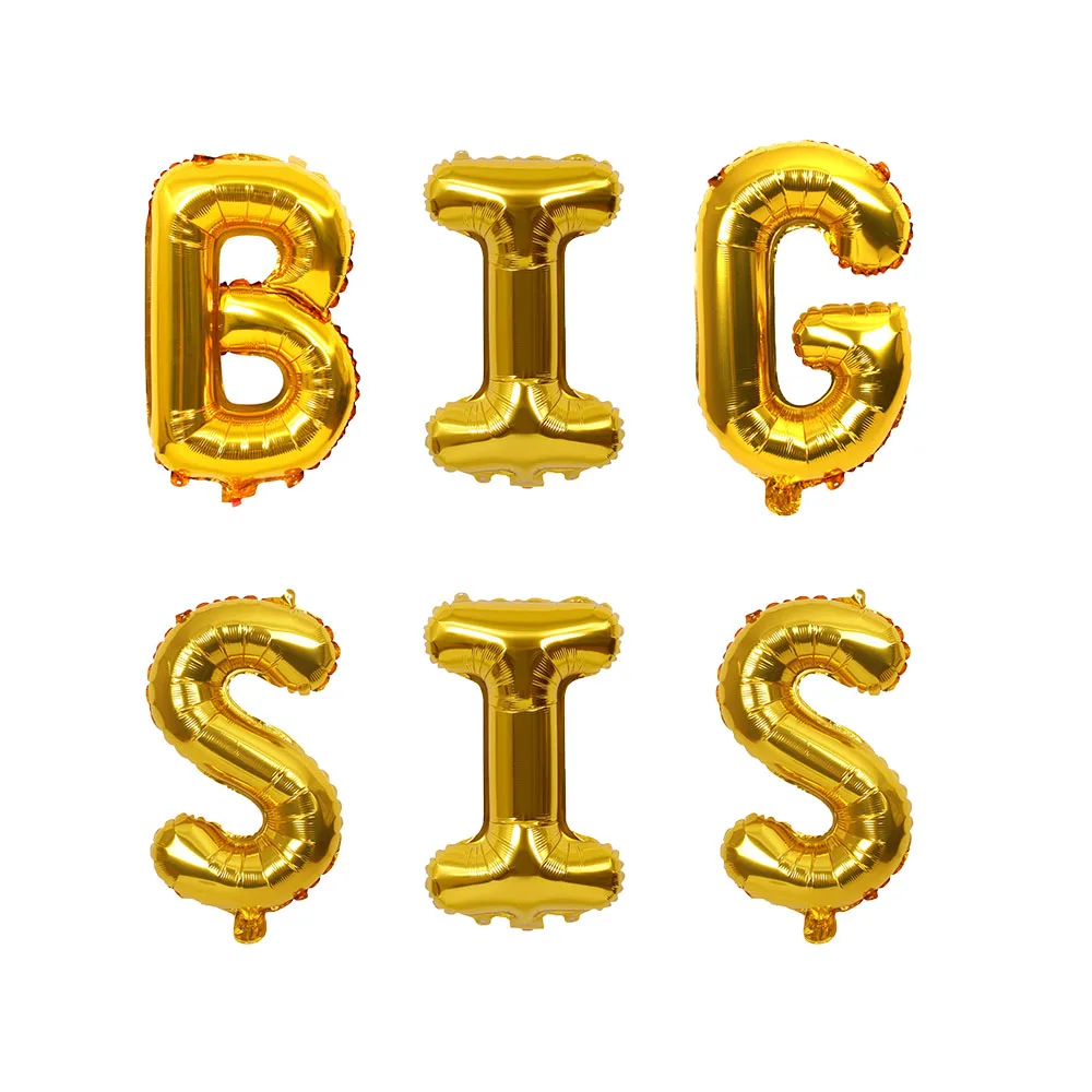 6pcs/lot 16 inch Big Sis Big Bro Mylar Letter Balloons Baby Announcement of Big Brother or Big Sister Background Decorations