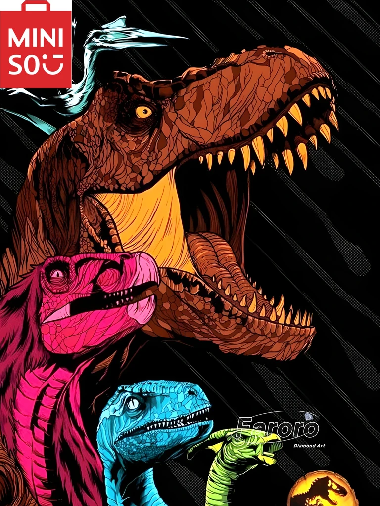 MINISO 5D DIY arte dinosaurio Jurásico pintura de diamante Tiranosaurio Rex parque diamante punto de cruz Color mosaico decoración de pared del hogar