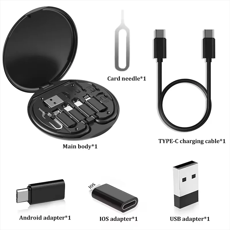 60WマルチUSB充電アダプターケーブルキット、USB C変換キットUSB AとType C - オスMicro/Type C、電話データ転送、カード