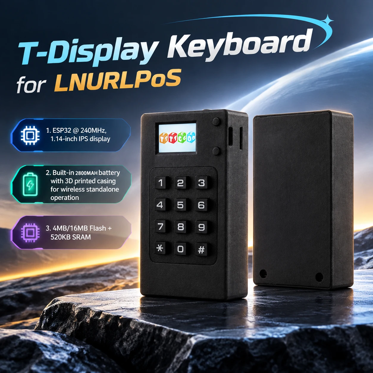 LILYGO®T-Display Keyboard Expansion Board for LNURLPoS ESP32 1.14" IPS Screen 3D Printed Shell Development Board