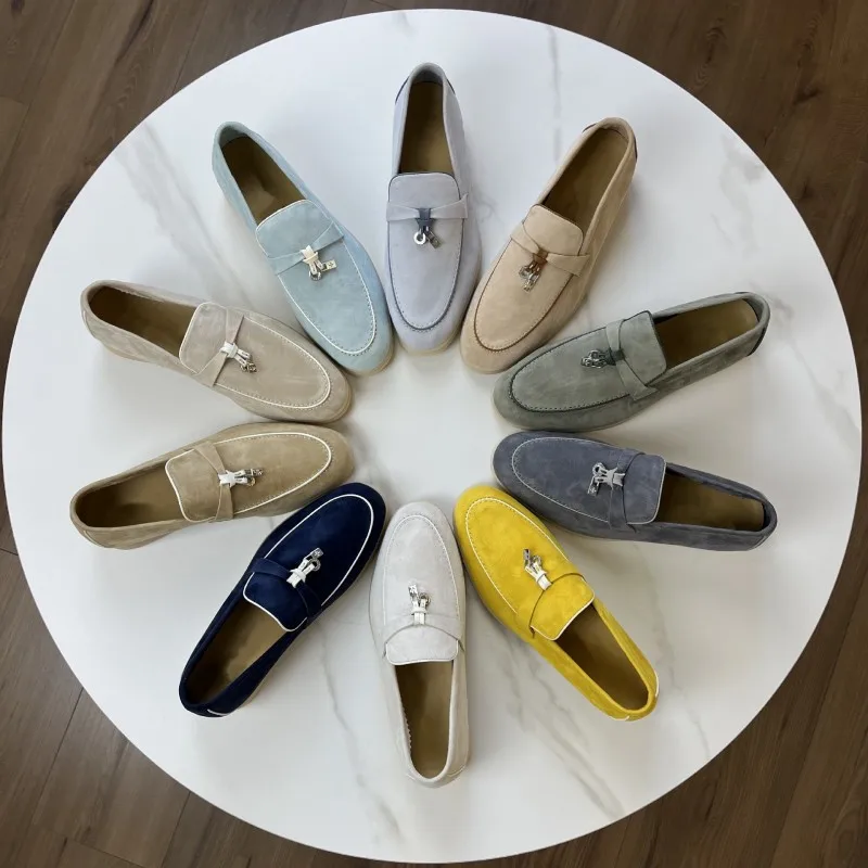 

round head loafers lazy shoes leather fashion casual spring and summer women's shoes with soft sole light luxury single shoes