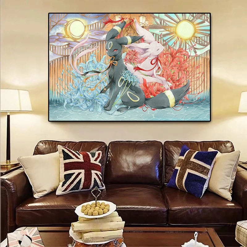 Pokemon Eevee Umbreon Espeon Poster Anime Comic Manga Canvas Painting Wall Art Prints Living Room Decor Picture Mural Cuadros