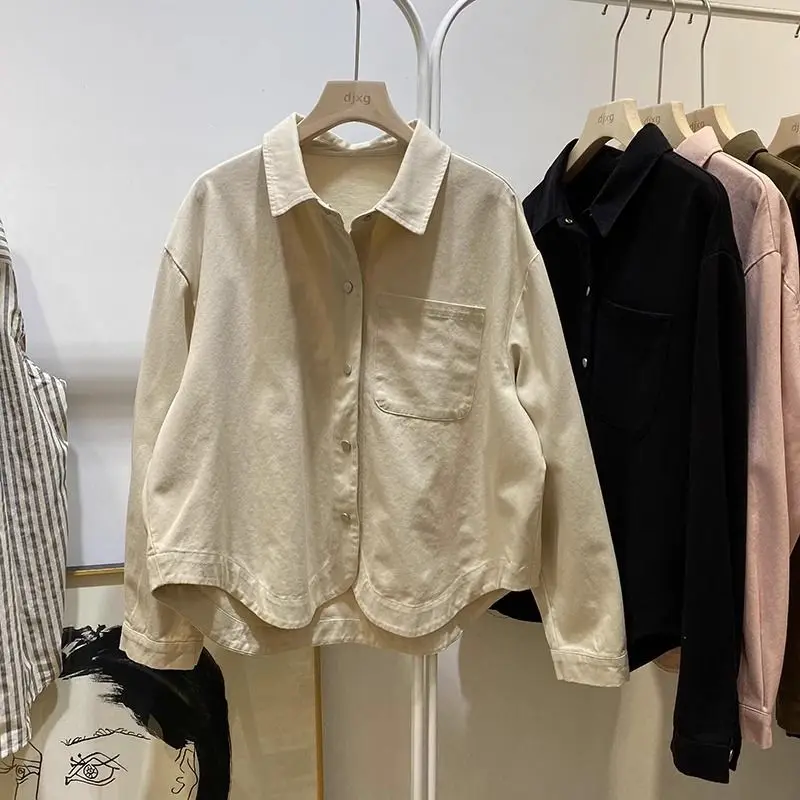 

Ele Simple Collar Long Sve Женский кардиган irt на одной пуговице Верхняя одежда Топ Винтаж Sle Commute Faion