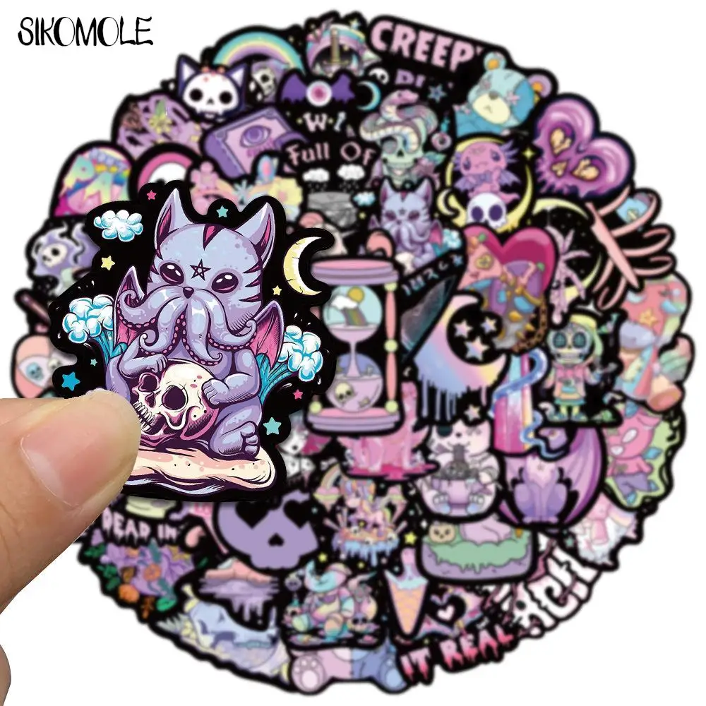 10/30/56pcs Cartoon Diablo Gothic Style Purple Graffiti Stickers Kawaii DIY Toys Luggage Skateboard Suitcase Cool Decals Sticker