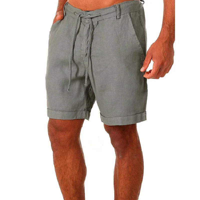 Short en lin respirant pour hommes, pantalons de jogging décontractés, pantalons courts à la mode, streetwear, vêtements pour hommes