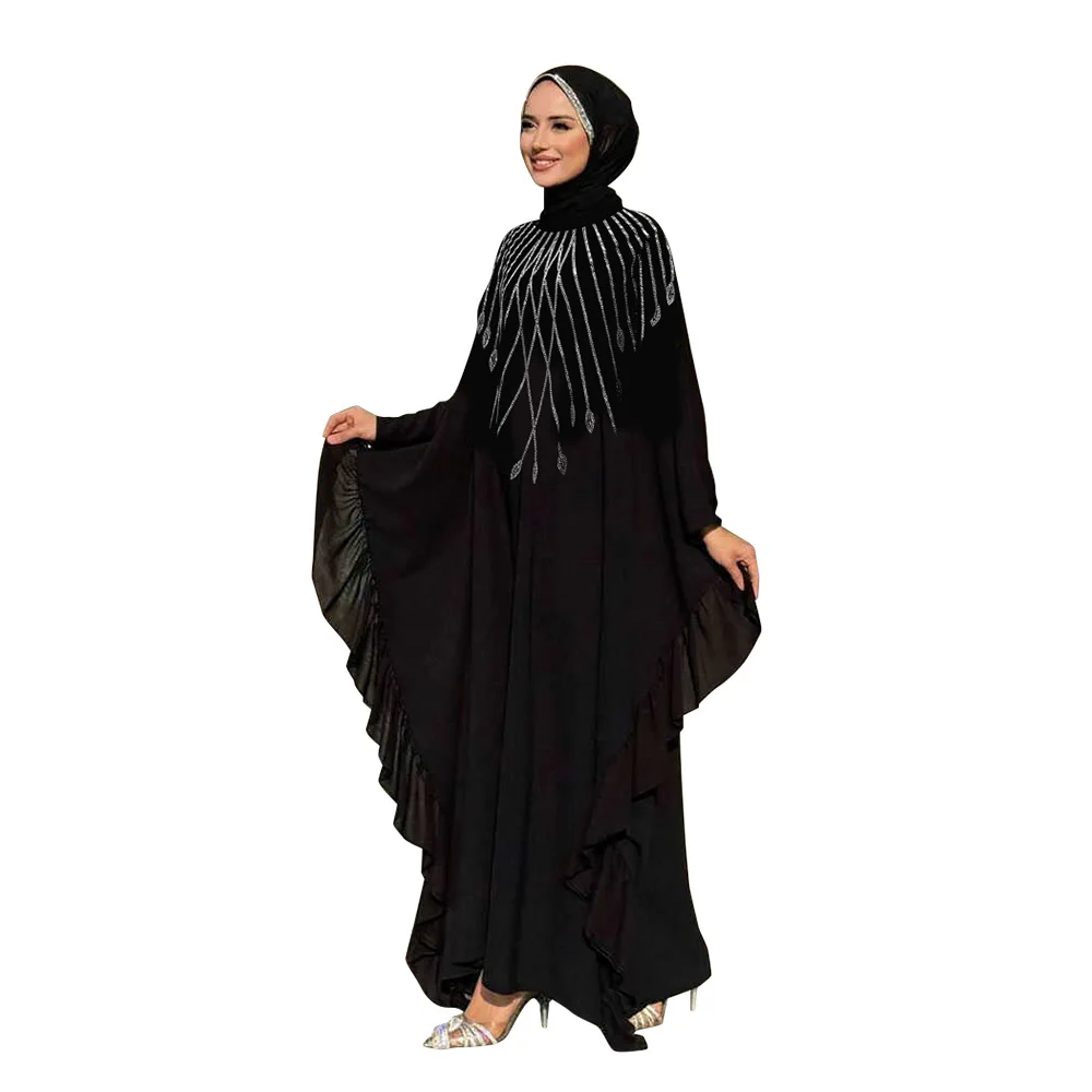 ชุดเดรสลำลองสไตล์ดูไบประดับเพชรแบบฮอตฟิกซ์สุดเก๋ คอลเลคชั่นใหม่ประจำฤดูร้อนปี 2025 สำหรับสุภาพสตรีชาวตะวันออกกลางในเทศกาลอีด อัล-ฟิตร์ ชุดคลุมมุสลิม