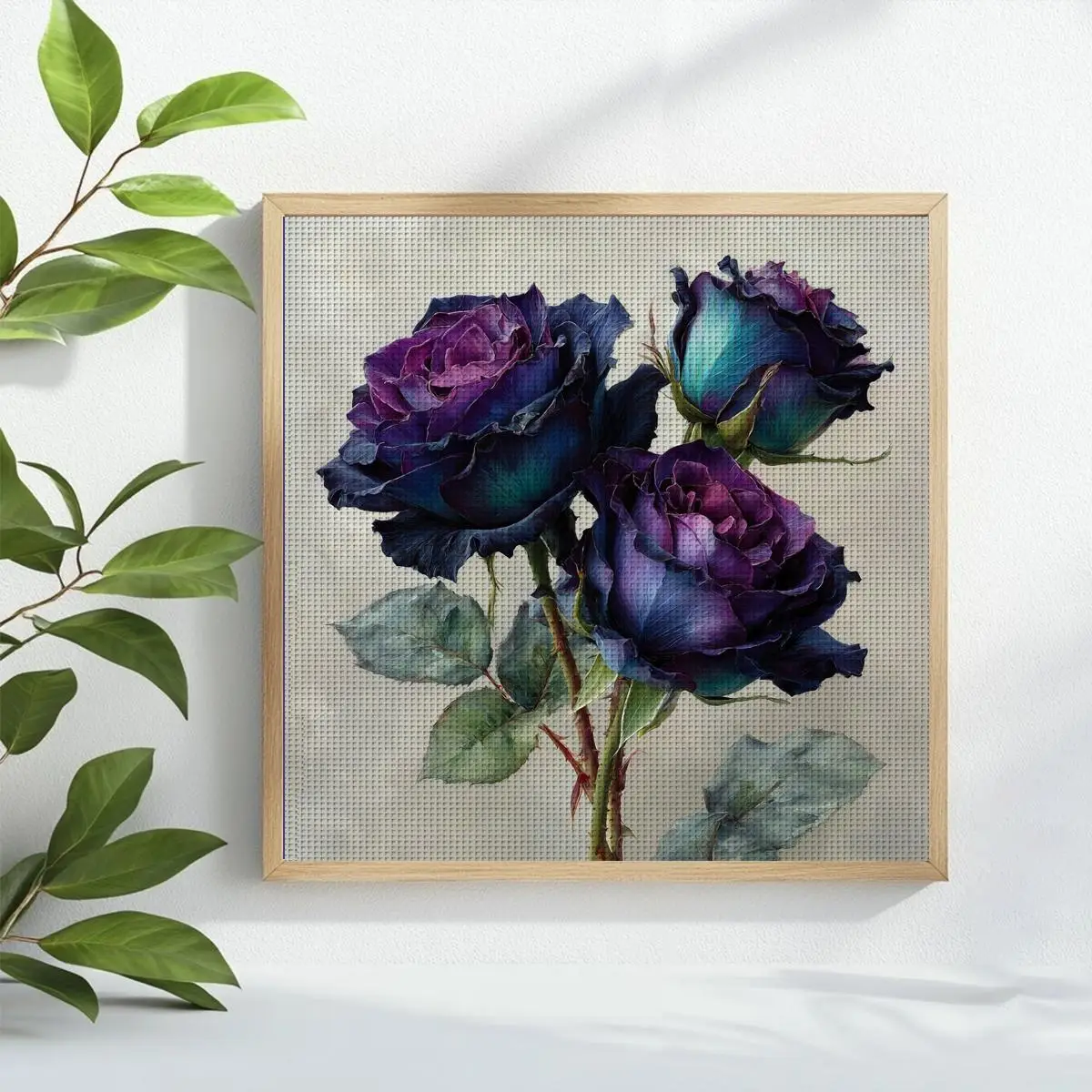 1 Stück 40x40 cm/15,74 Zoll Schwarze Rose gestempeltes Kreuzstich-Set DIY-Set 11CT/14CT DIY Stickset Kreuzstich-Set Joy Sunday – Detail 1