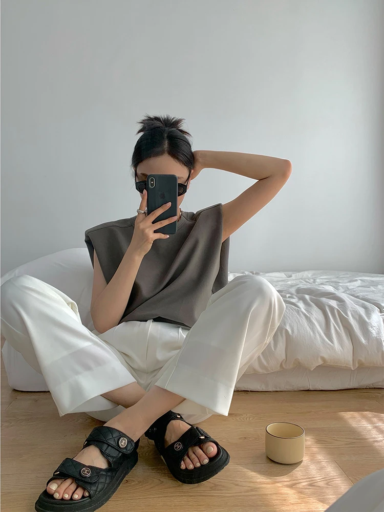 

Жилет с широким плечом, круглая женская футболка с подкладкой Ne Svel, летняя свободная футболка с прямыми углами, топ для тела