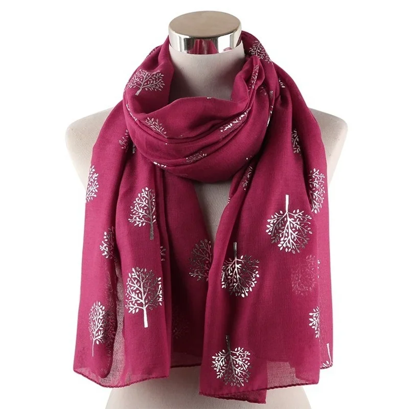 Fashion Lady Scarf Cinnamomun Camphcra Iron Silver Printing Cotton Scarves Neckerchief Neckpiece Woman Wraps Accessory