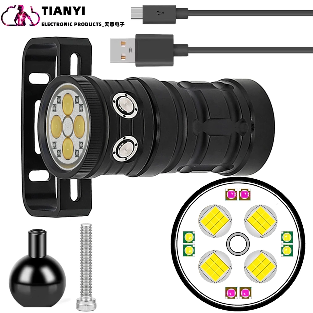

Dive Light for Underwater Photography, 5500Lumens Super Bright Diving Flashlight, 100M Waterproof Underwater Video Light