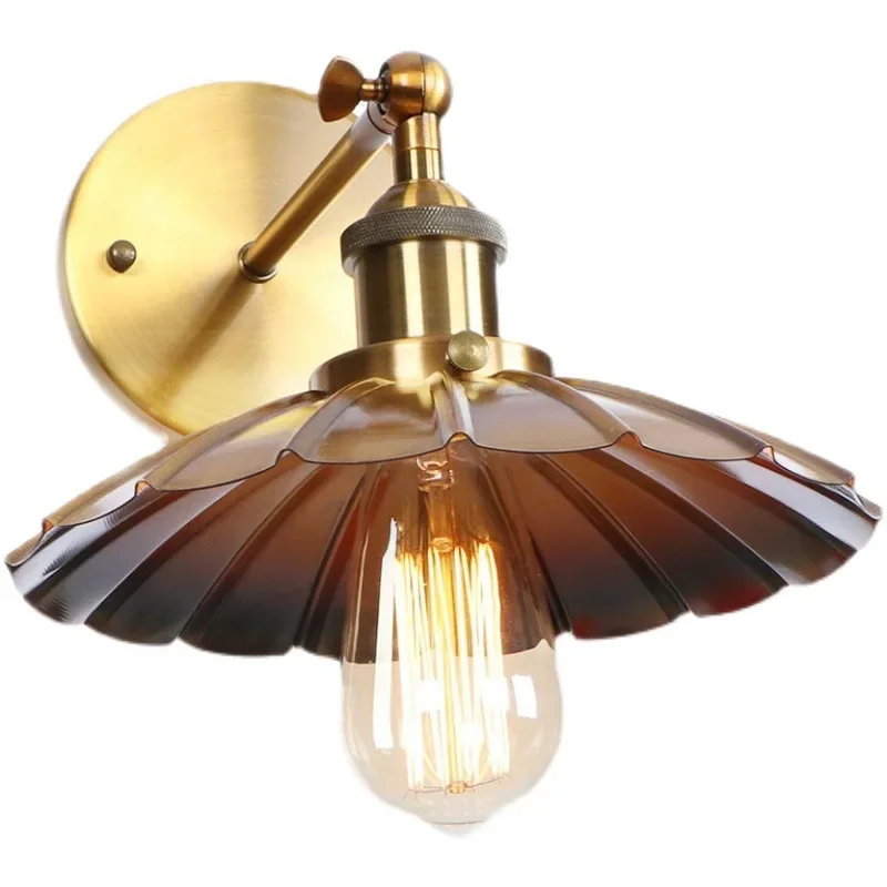 Personality Simple Dining Room Living Room Decoration Corridor Corridor Single Section Glass Lamp Shade Gold Bronze Wall Lamp