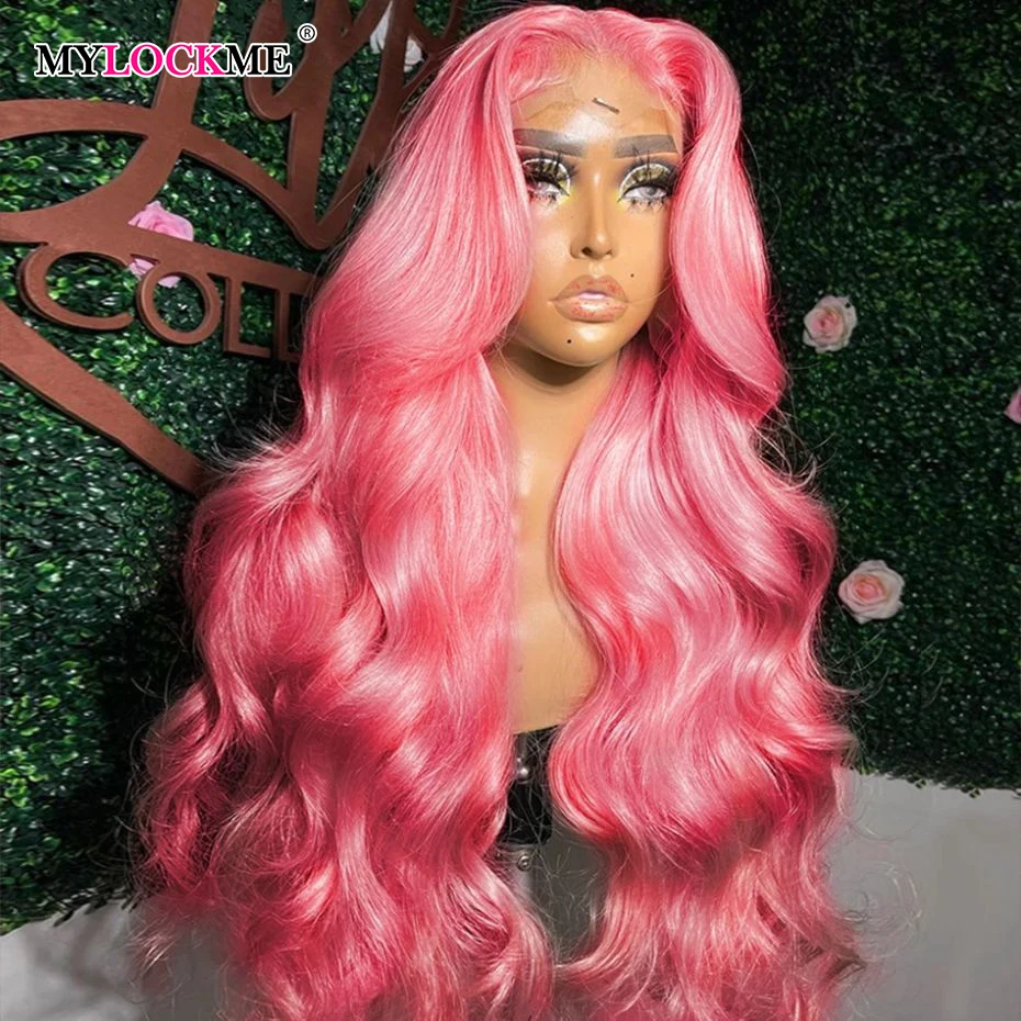 Pink Colored Wigs Body Wave 13x4 13x6 Transparent Lace Frontal Human Hair Wig Brazilian Remy Hair Lace Closure Wig For Women