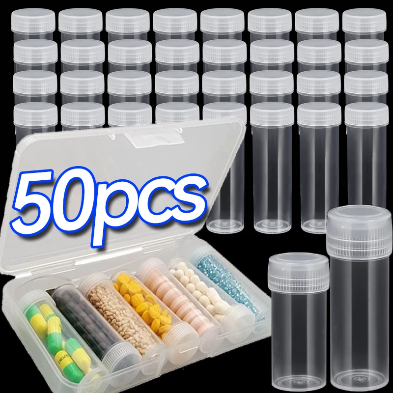 Mini Clear Plastic Bottles 5/7ML Test Tubes Storage Vials with Lids Jars for Beads Powder Pills Liquid Container Travel Bottles
