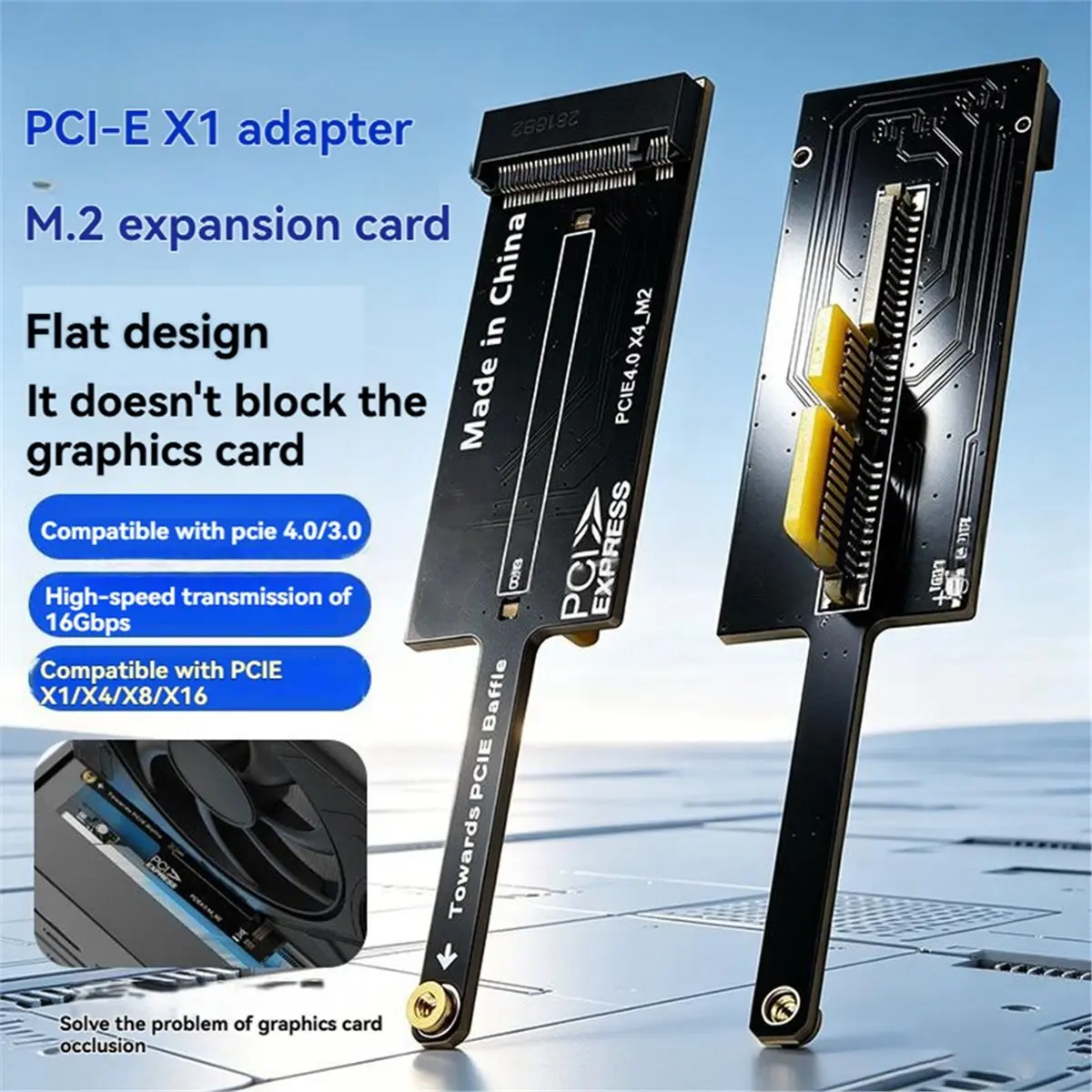 PCIe 4.0 X1 to M.2 Expansion Card SSD Converter 16Gbps No GPU Block for 2280 M-Key SSD