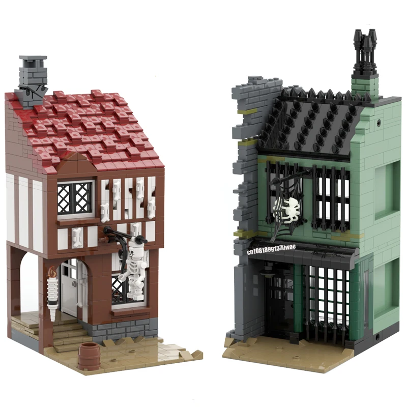 Bloques de construcción de película mágica para niños, juguete Modular de película mágica de Harry, modelo Knockturn Alley, ideas creativas, regalo de cumpleaños, piezas, 3043