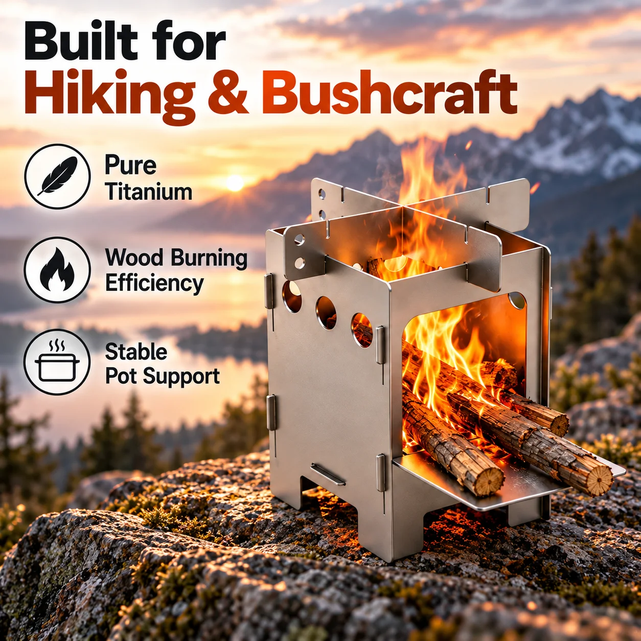 Pure Titanium Folding Wood Sto - огляд і ціна Ultralight Titanium Wood Stove Backpack