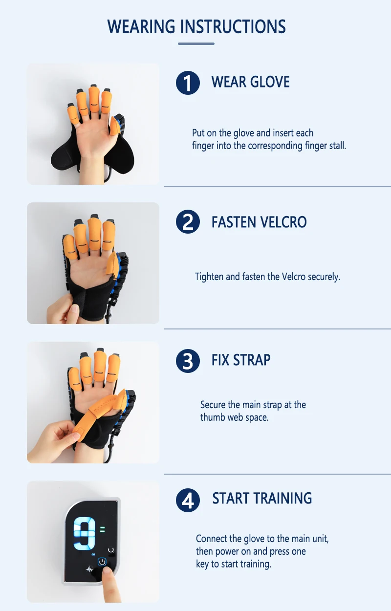 Intelligenter Roboter-Trainingshandschuh für Handübungen Elektrisches Fingerflexibilitäts-Trainingsgerät Heimfitness-Tool – Detail 8