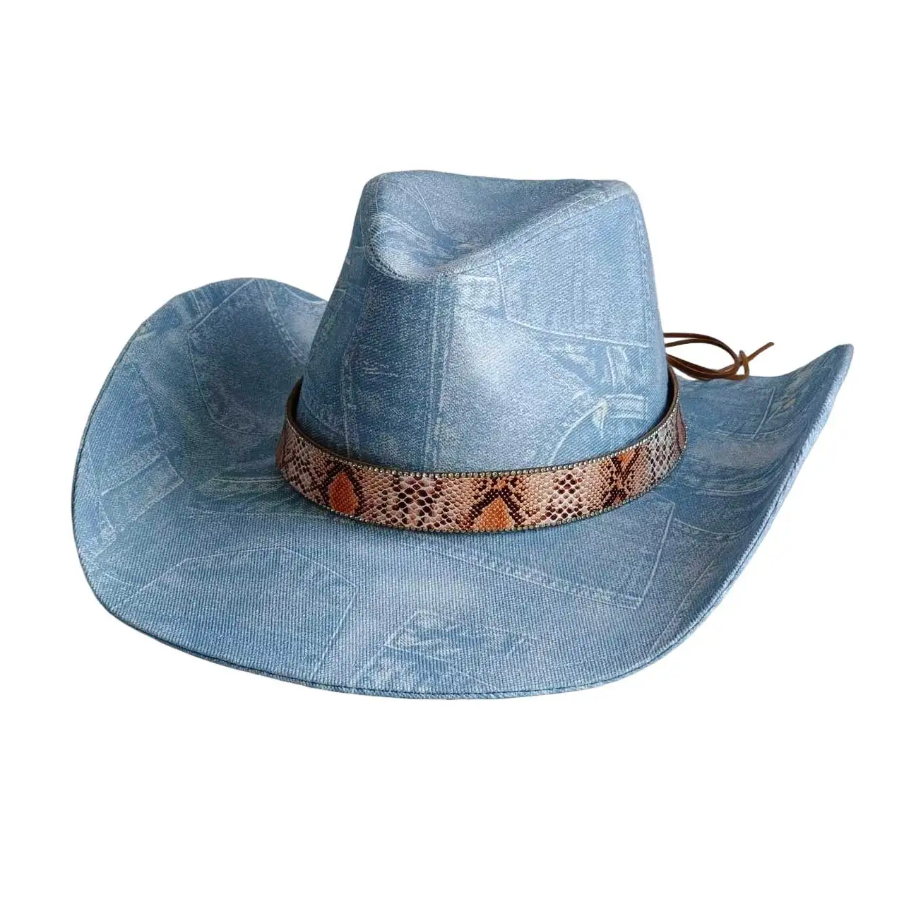 Canvas Cowboy Hat Snakeskin-patterned accessories cowboy western jazz hat suitable for daily casual wear western cowboy party
