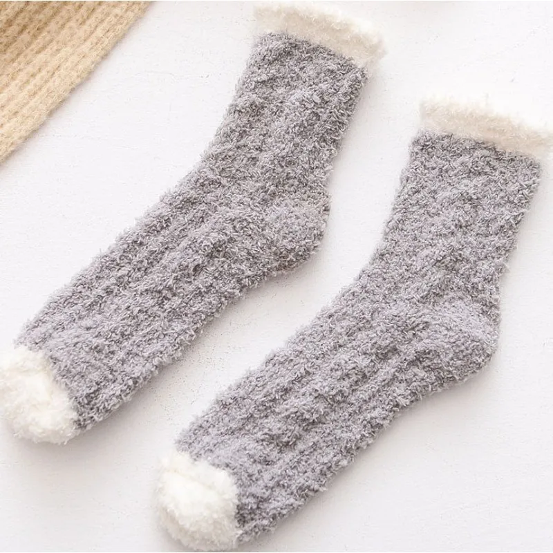 Coral fleece socks for women, fluffy socks for winter, cute thickened sleep socks, warm towel socks, home floor socks view 5