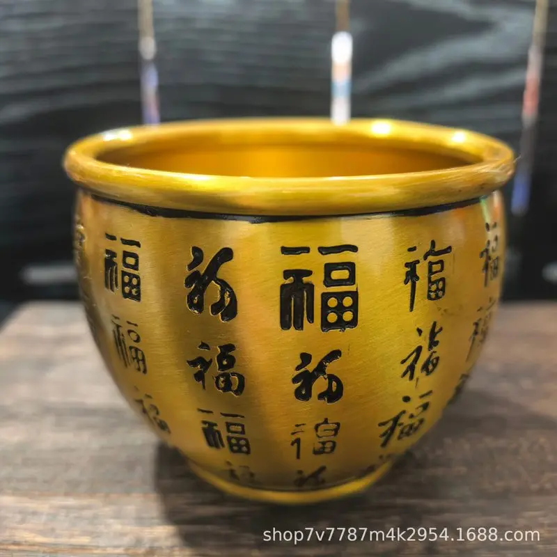 Brass Craft Item: "Hundred Blessings" Vase for Home Living Room Tabletop Decoration