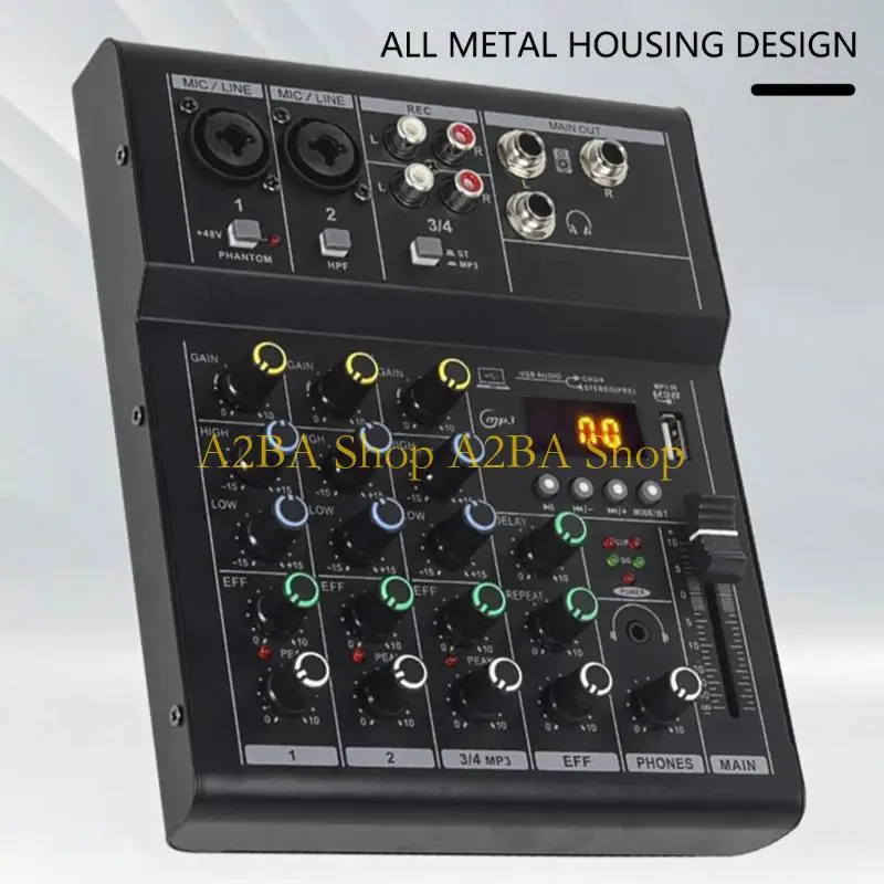A2BA Portable 4 Input Wireless Bluetooth-compatible Mixer Professional Reverbs Studio Recording Equipment