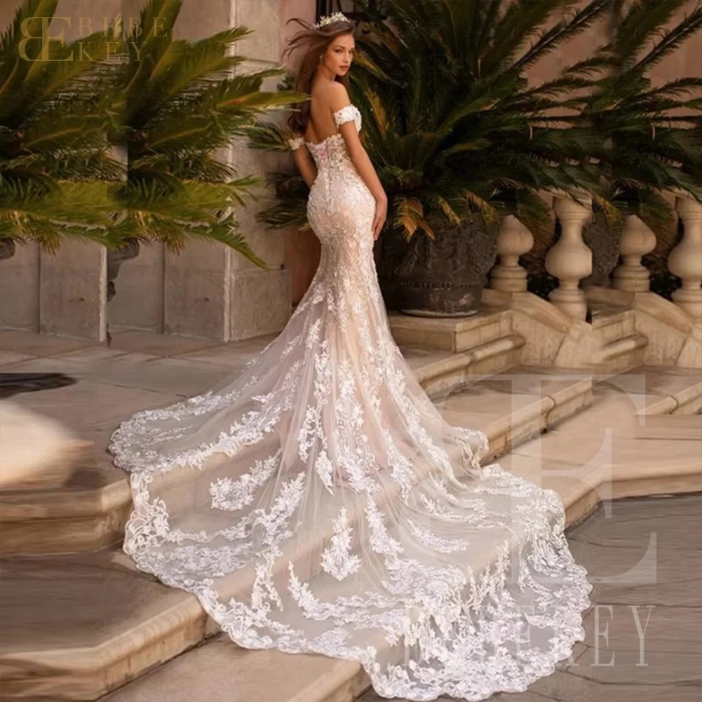 BEBEKEY Elegnt Lace Wedding Dress Customized Off the Shoulder Mermaid Wedding Party Gown Bridal Dresses Formal Gowns image 2