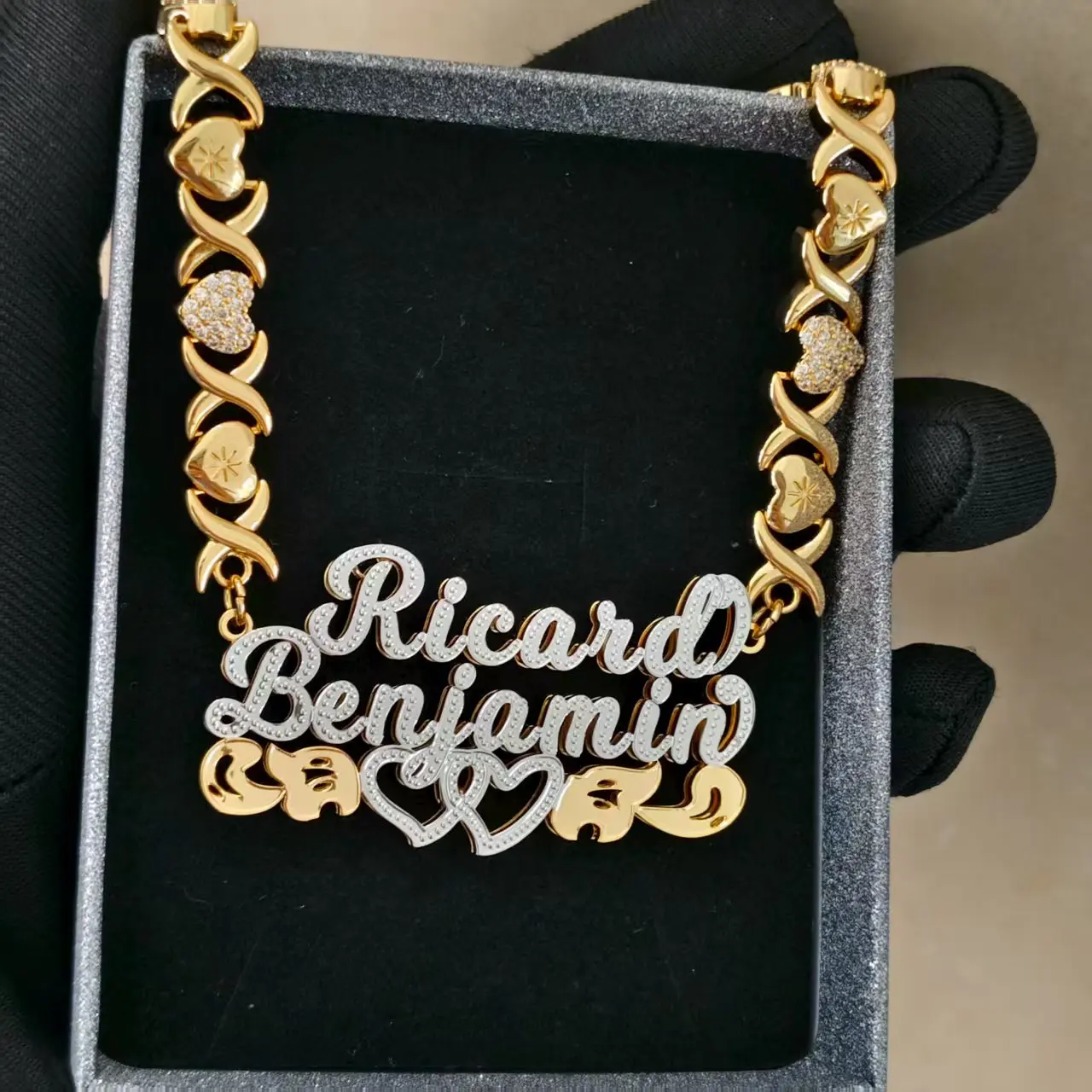 

DHQH Customized 2 Name Necklace/Pendant Personalized 3D Letter Nameplate Pendant/Necklace Personalized Jewelry Christmas Gift