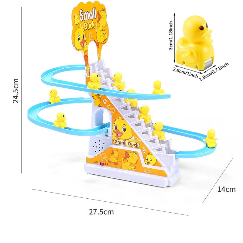 DIY Rail Racing Track Electric Ducks Climbing Stairs Toy Music Electric Roller Coaster Toy For Kid Children Gift