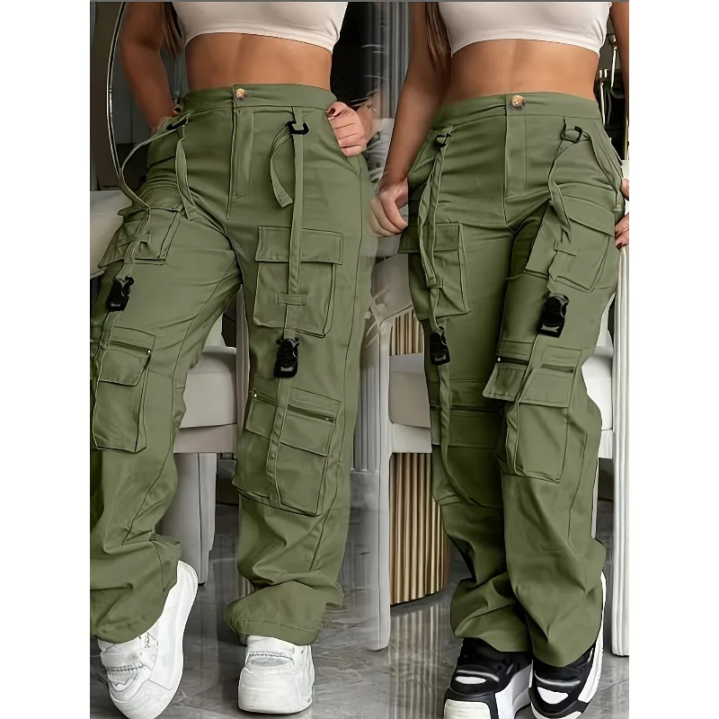 Cargo Pants Women Summer 2026 New Y2K Low-Rise Trousers  with Buckles and Multiple Pockets – Streetwear Retro Style Sweatpants
