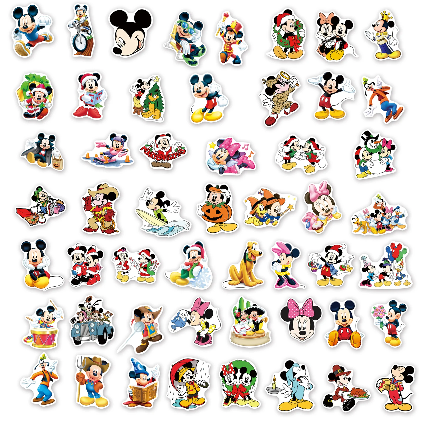 Pegatinas de Mickey Mouse de Disney para niños, calcomanías de dibujos animados de 10/30/50/piezas, juguetes para niños, teléfono, portátil, coche,