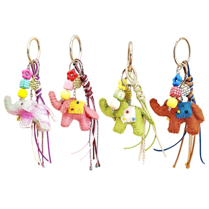 Artisanal Nepalese Felt Elephant Pendant Measuring 22cm For Bag Purse Accessory 10CD