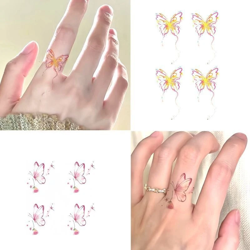 15 Sheets Glitter Dreamy Butterfly Waterproof Temporary Tattoo Long-Lasting Waterproof Realistic Fake Tattoo Finger Stickers