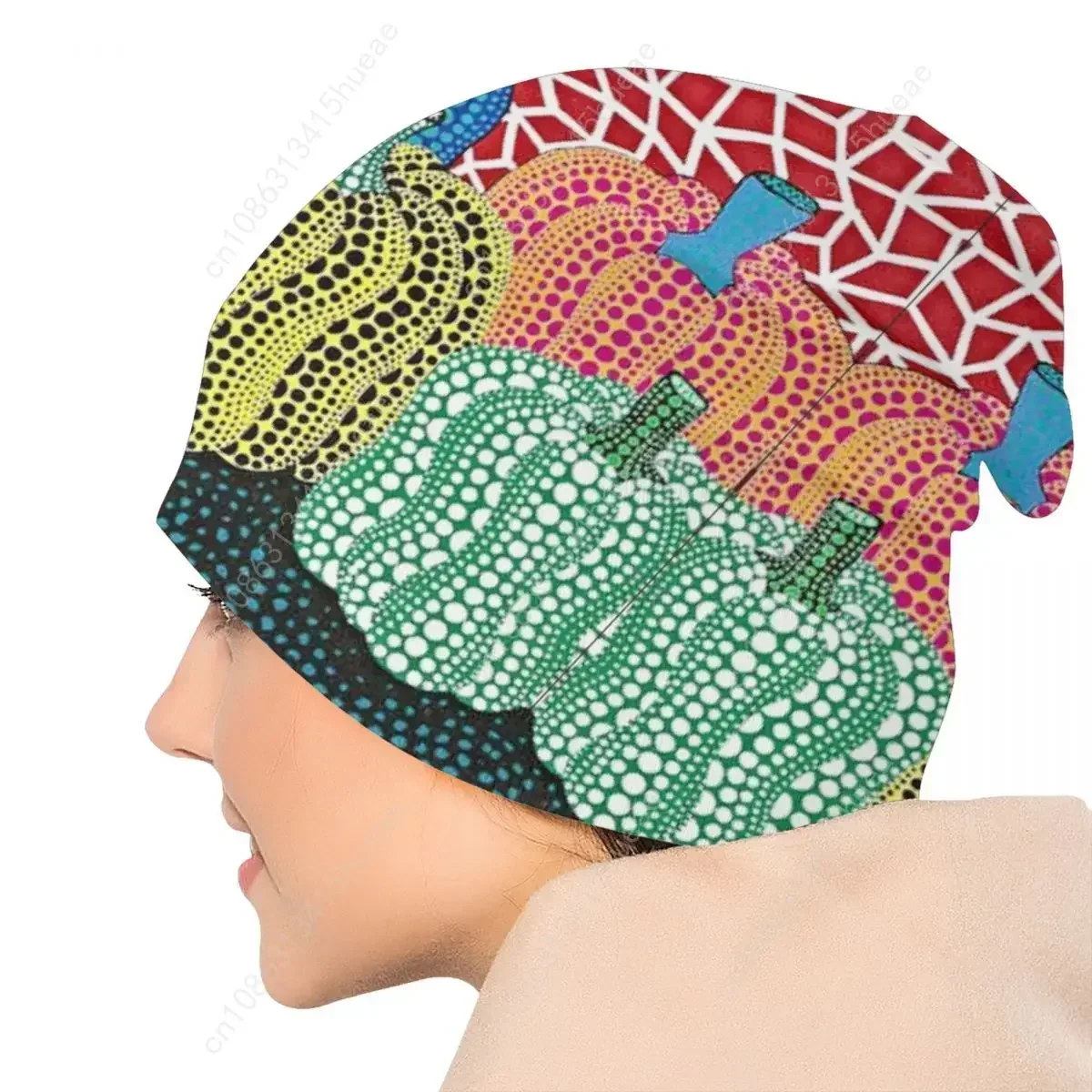 للجنسين شتاء دافئ بونيه أوم قبعات متماسكة الهيب هوب ثلاثة Polkadot اليقطين الفن قبعة قبعة في الهواء الطلق التزلج يايوي كوساما بيني قبعات